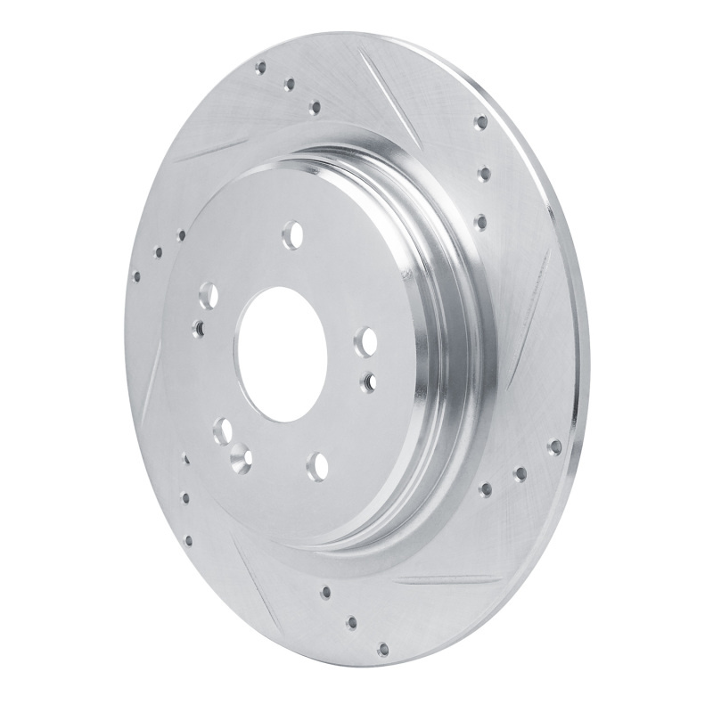 Acura ADX Brake Rotor (1) - Rear Right - R1 Concepts - Drilled & Slotted - Silver - `15-`25